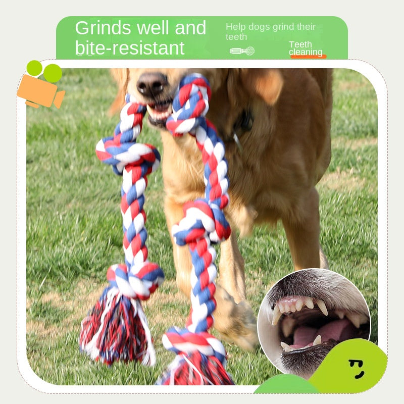 Large Dog Pet Toy Durable Chew Cotton Rope Five-Knot Dog Pet Supplies for Dogs and Cats - image 3