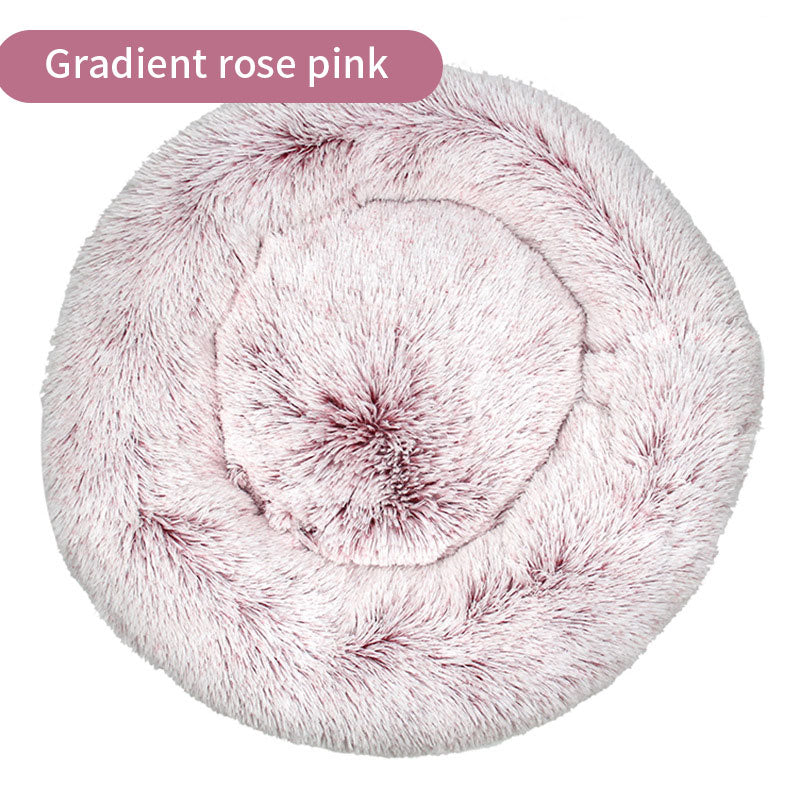 Dog Kennel Cat Kennel Plush Round Gradual Change Pet Kennel Dog Bed Winter Mat Gradual Change Pet Mattress Pet Supplies - ima