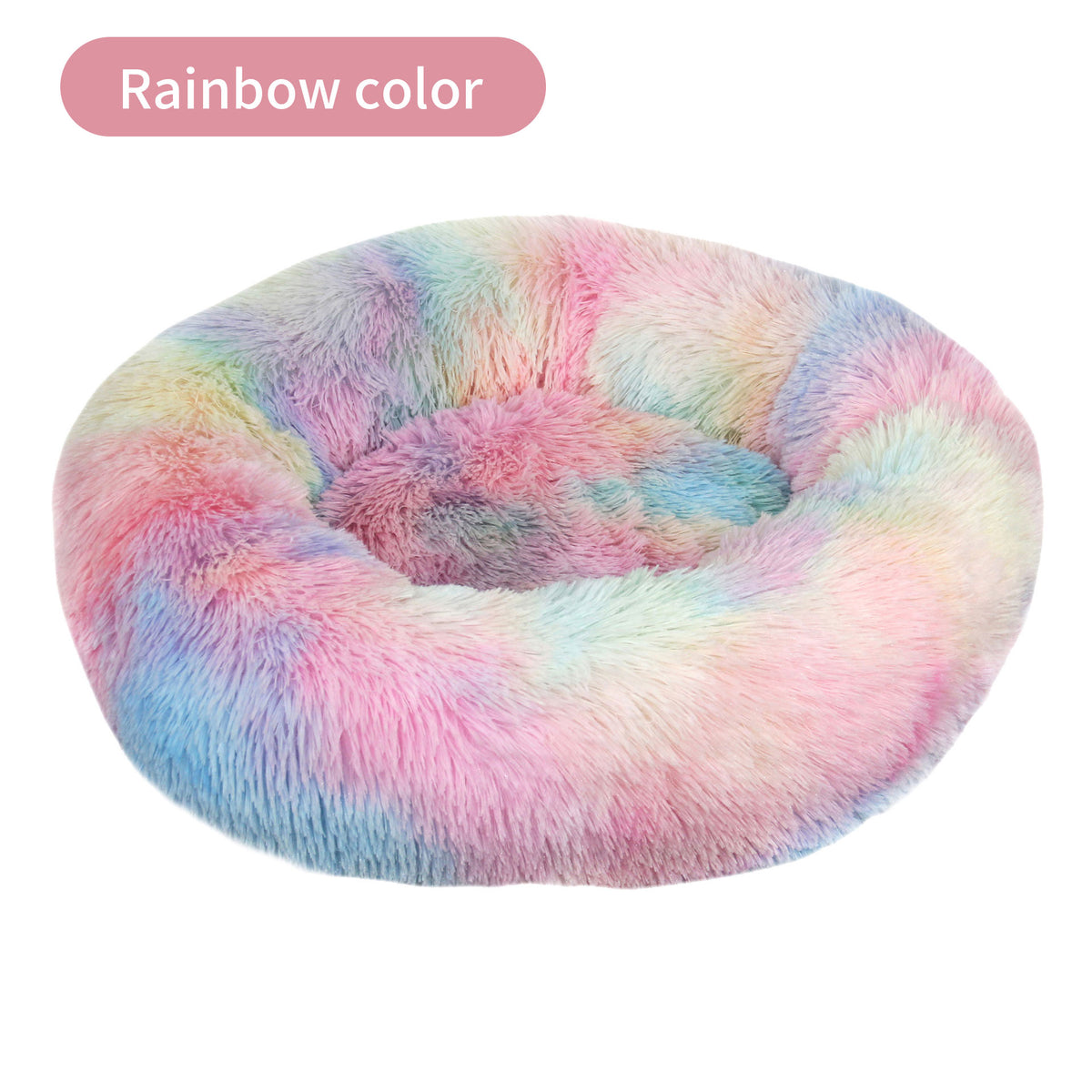 Tie-Dye Plush Round Dog Bed — Available in 9 Sizes & 11 Colors