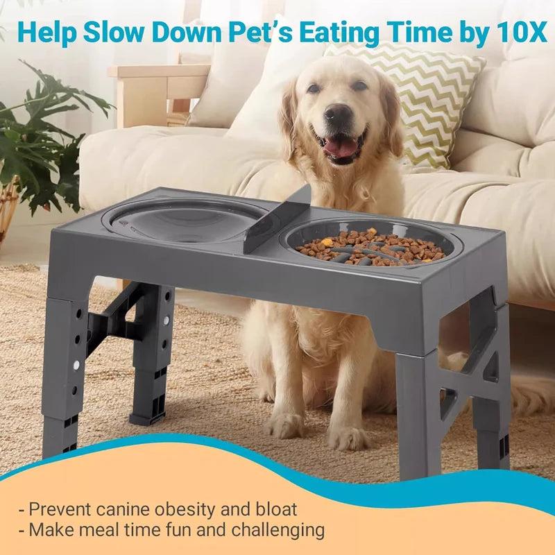 Elevated Dog Feeder with Adjustable Raised Stand, Slow Food Bowl, Water Feeders for Large and Medium Dogs - image 2