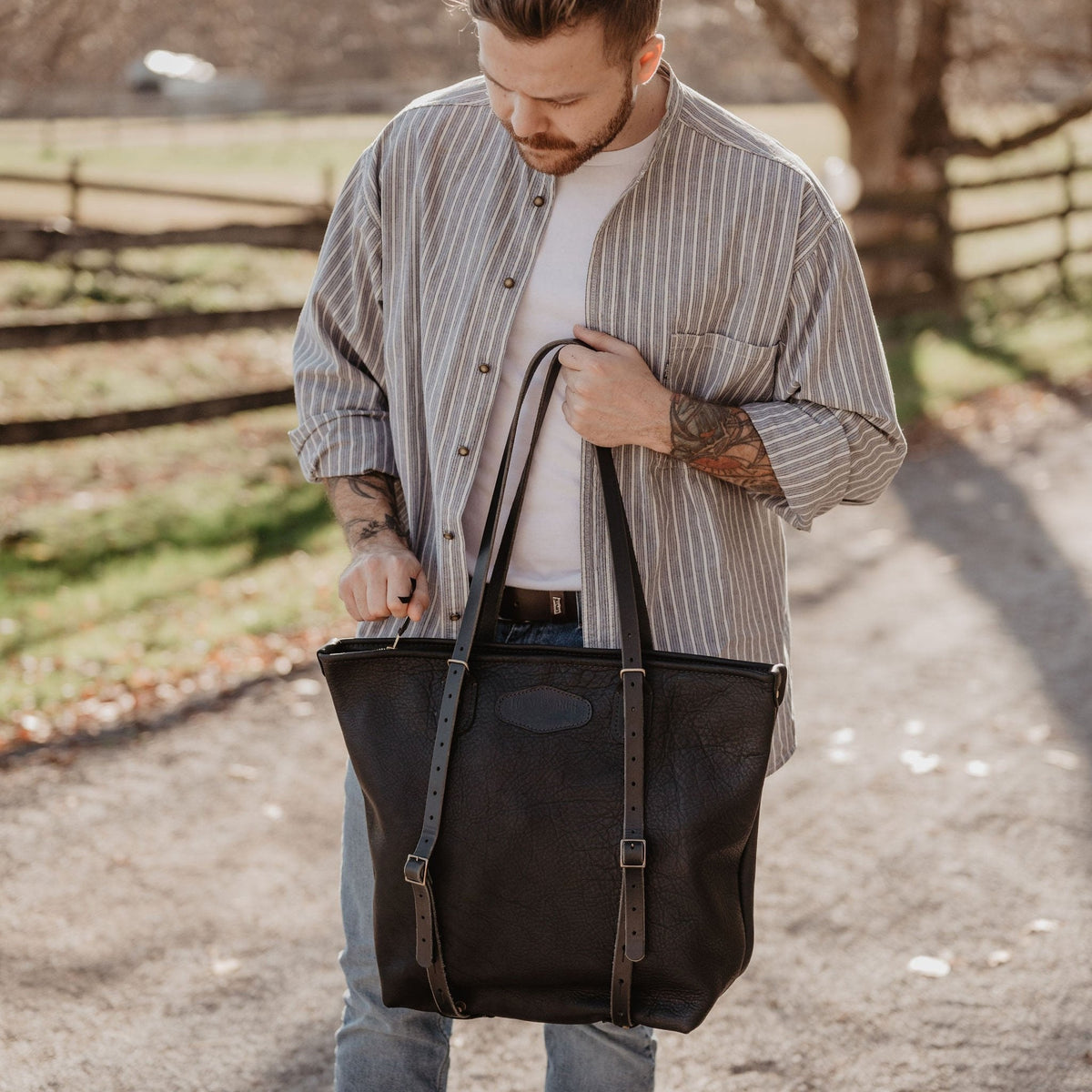Leather Crossroads Backpack Tote - USA Made - view 2