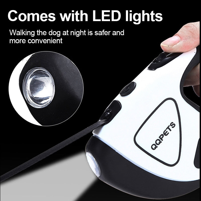 Pet Dog Automatic Retractable Fiber Leash Night Safety LED Shining Automatic Stretching Dog Hand Holding Rope Pet Supplies DL