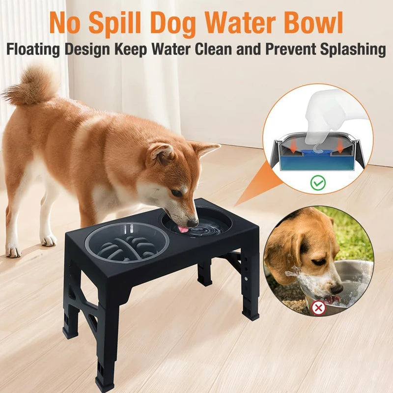 Elevated Dog Feeder with Adjustable Raised Stand, Slow Food Bowl, Water Feeders for Large and Medium Dogs - image 5