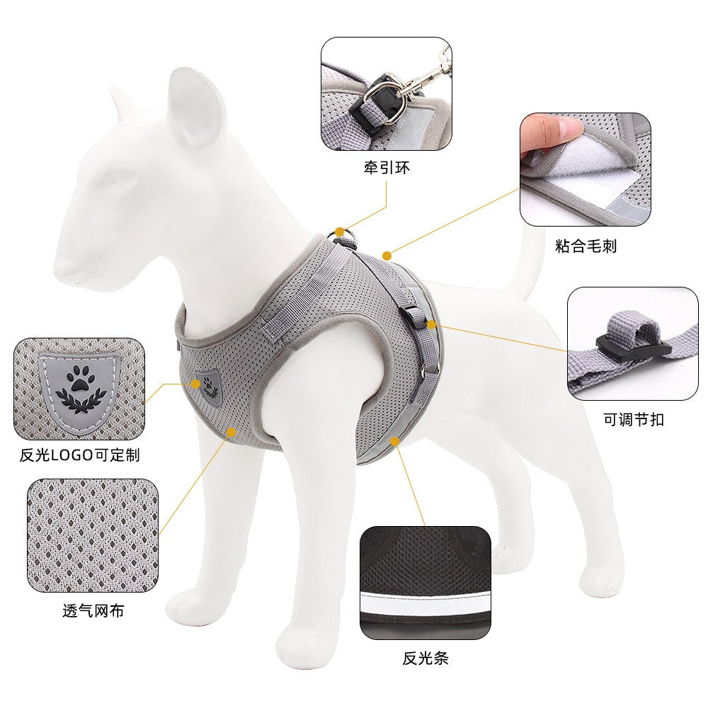 The New Pet Chest Strap Undershirt Dog Leash Reflective Breathable Dog Rope Pet Supplies - image 2