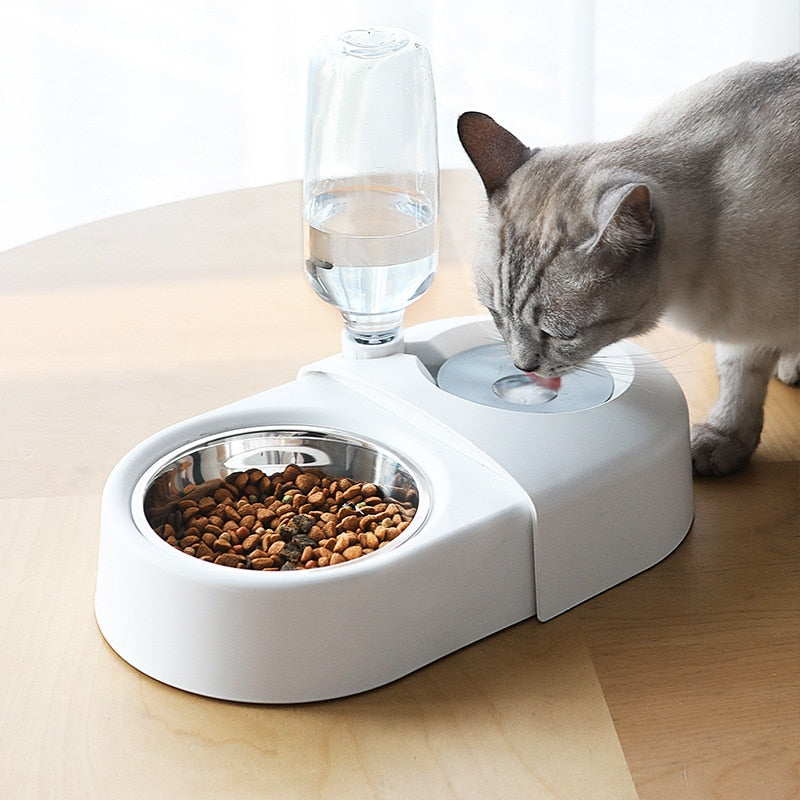 Dogs Cats Bowl and Drinking Fountains with Automatic Water Outlet Anti-overturning Feeders Plastic Feeding Bowl Pet Accessori