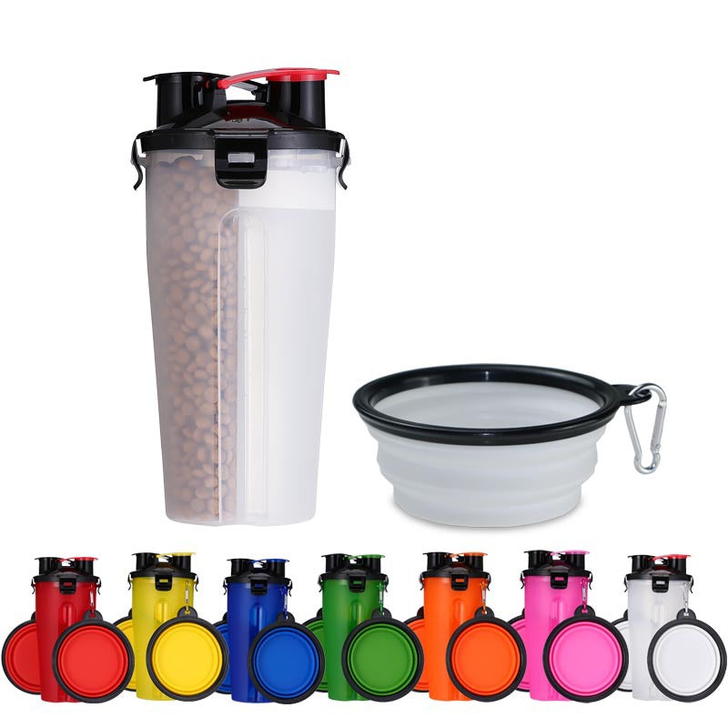 Portable dog water and food cup, dual-purpose outdoor travel bowl for dogs