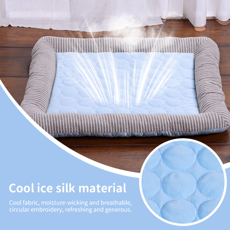 Cooling pet mats for dogs & cats (puppies/kittens): ice silk, breathable, soft summer pads in pink/blue. - image 8