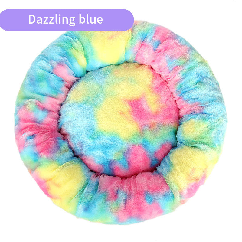 Dog Kennel Cat Kennel Plush Round Gradual Change Pet Kennel Dog Bed Winter Mat Gradual Change Pet Mattress Pet Supplies - ima