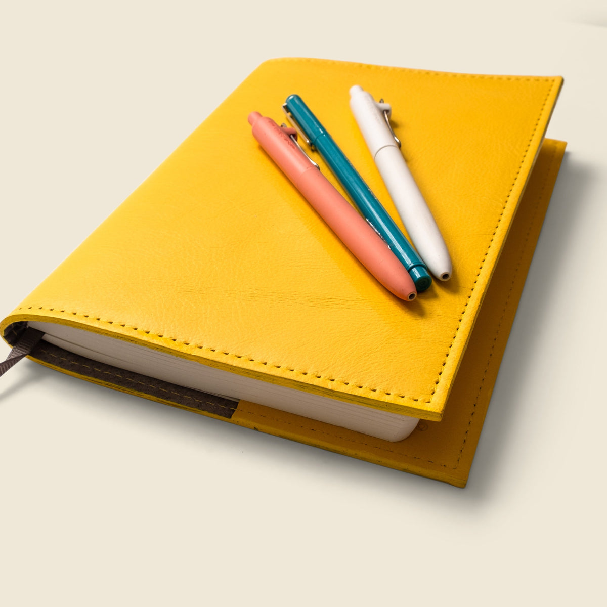 Refillable A5 Leather Notebook Cover – Yellow