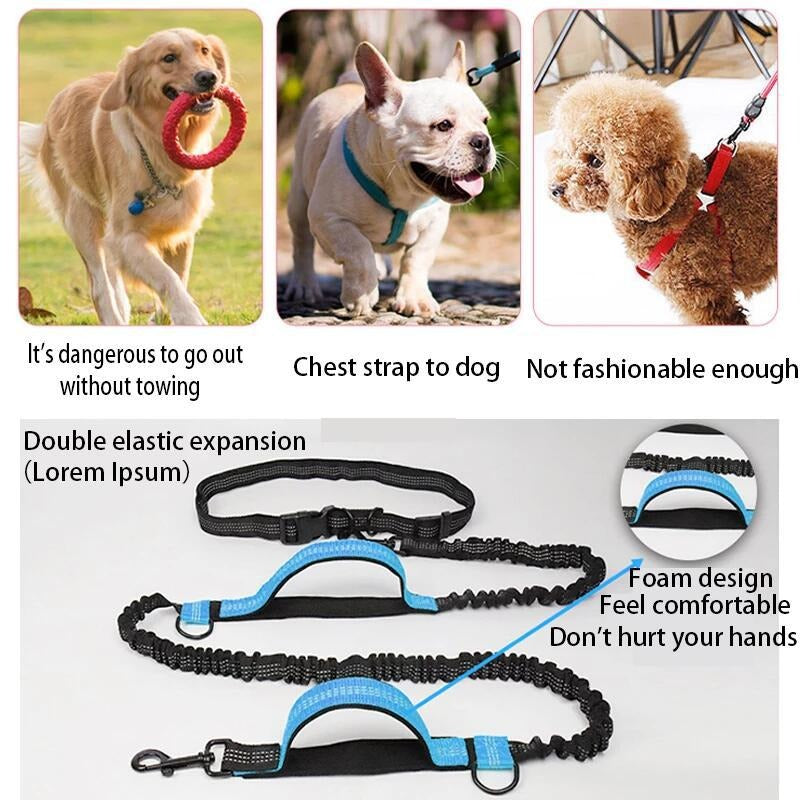 Dual Elastic Reflective Running Traction Rope Portable Retractable Dog Rope Dog Chain Traction Rope Pet Supplies - image 2