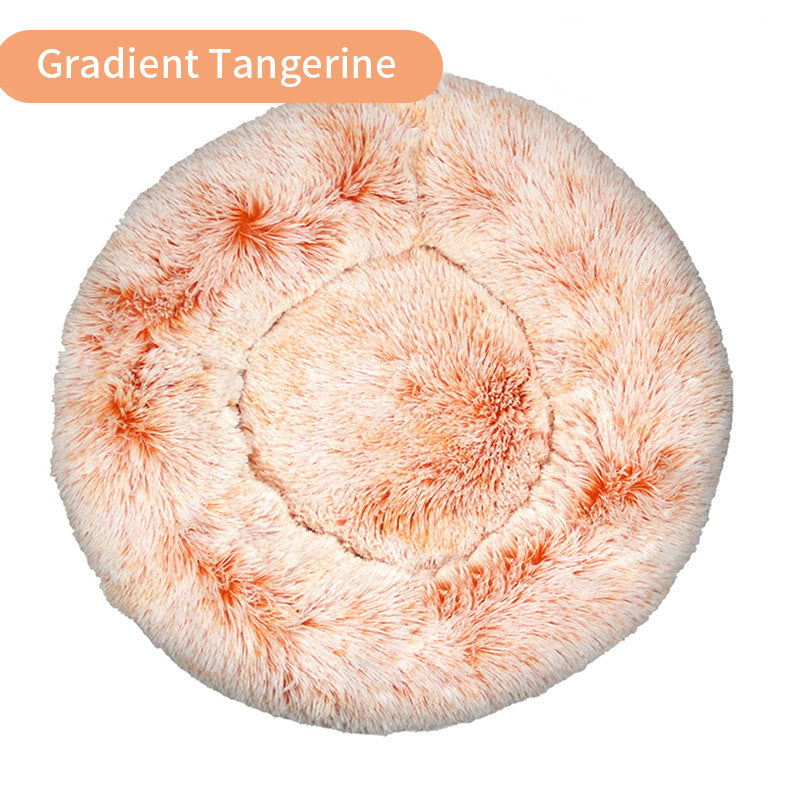 Dog Kennel Cat Kennel Plush Round Gradual Change Pet Kennel Dog Bed Winter Mat Gradual Change Pet Mattress Pet Supplies - ima