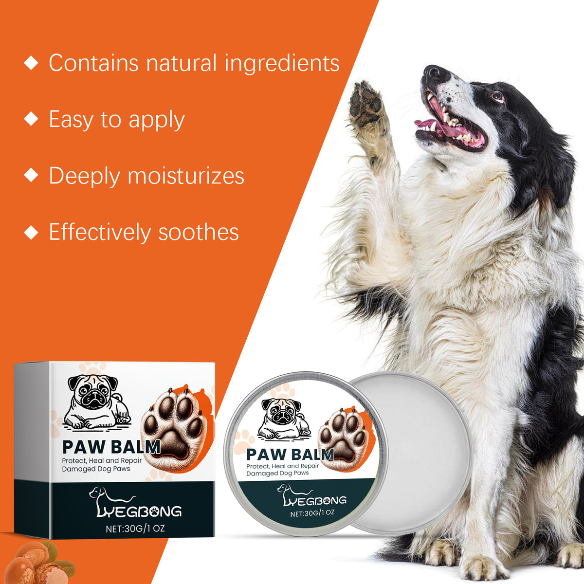 Yegbong Dog Paw Cream Pet Paw Moisturizing Foot Cream Dog Foot Moisturizing Nose Care Cream - image 2