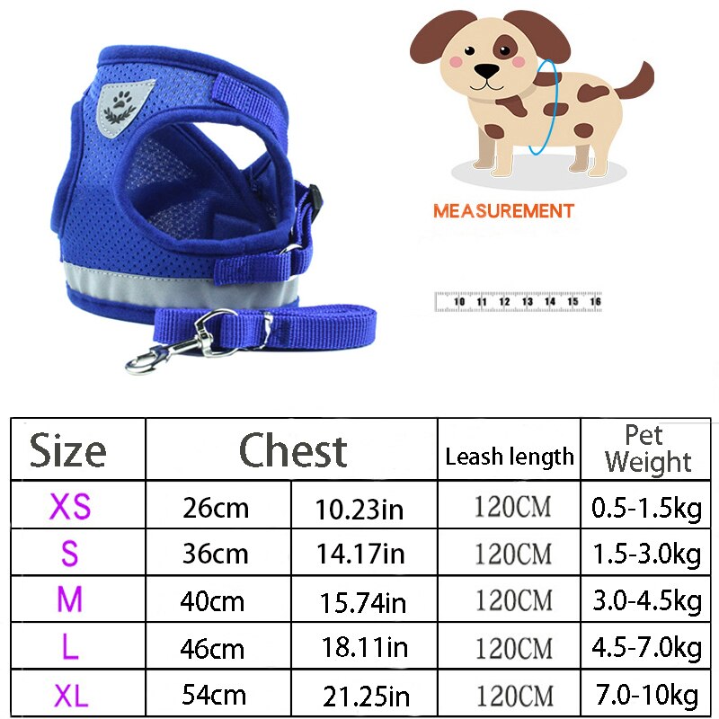 Reflective Safety Pet Dog Harness and Leash Set for Small Medium Dogs Cat Harnesses Vest Puppy Chest Strap Pet accessories - 