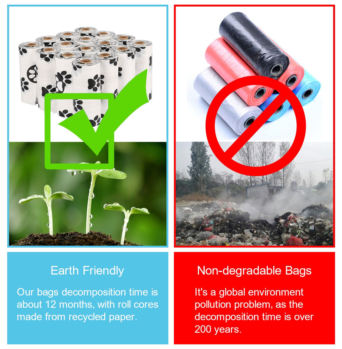 White Footprint Dog Poop Collection Bag D2W Photo Oxygen Degradation Pet Garbage Bag Pet Supplies - image 4