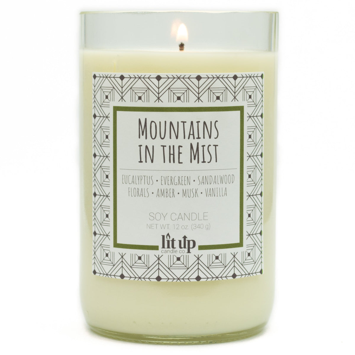 Mountains in the Mist 12 oz. soy candle in upcycled wine bottle - view 5