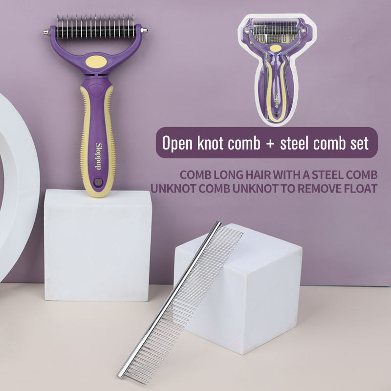 Pet Comb Dog Grooming Double-Sided Open Knot Comb Nail Clippers Nail Clippers Pet Hair Removal Row Comb Set - image 6