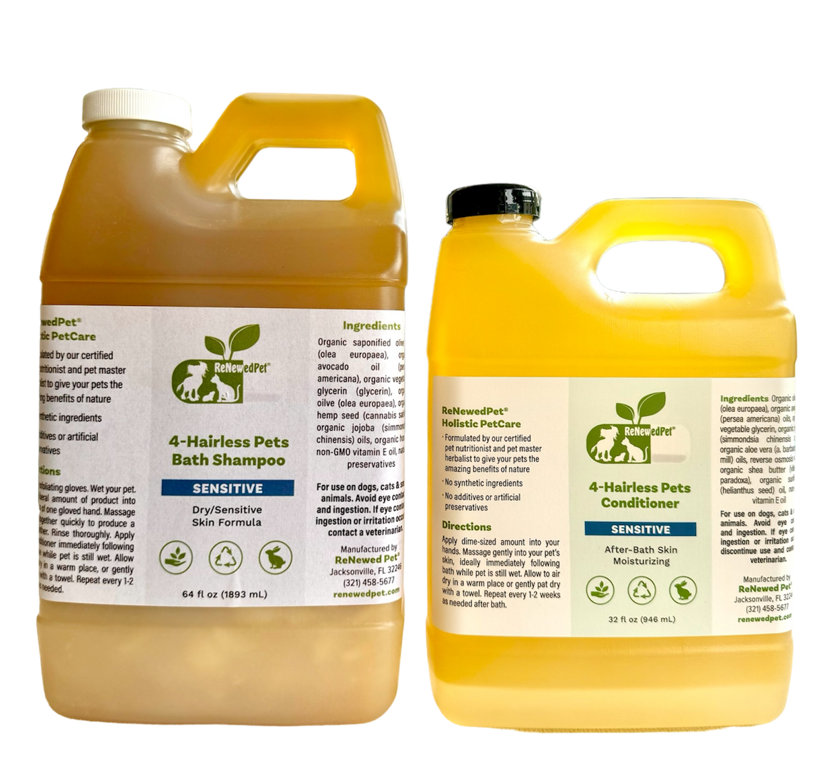 4-HAIRLESS PETS SENSITIVE SHAMPOO & CONDITIONER - 64 OZ. ($2.60/oz.), 2 OZ., 4 OZ., 16 OZ., 32 OZ. - view 5