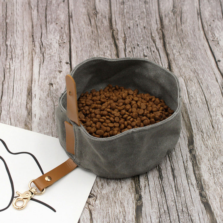 Foldable Waxed Food Tray Portable Pet Tableware Outdoor Pet Travel Canvas Dog Bowl - image 7