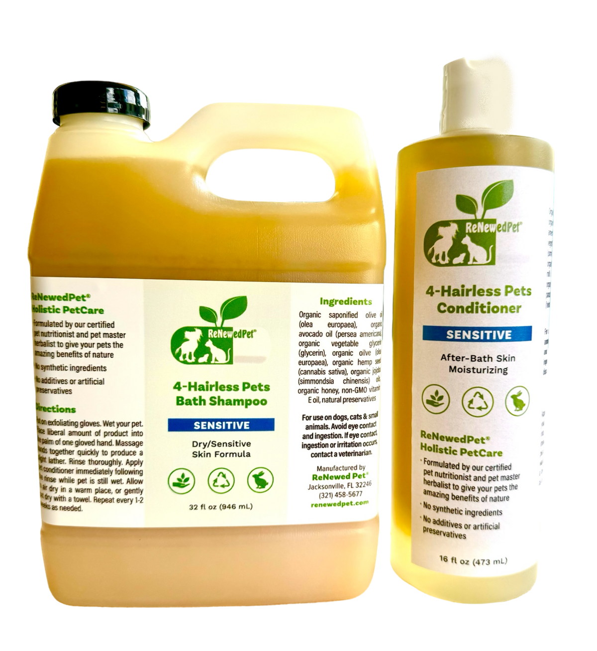 4-HAIRLESS PETS SENSITIVE SHAMPOO & CONDITIONER - 32 OZ. ($3.87/oz.), 2 OZ., 4 OZ., 16 OZ., 32 OZ. - view 4