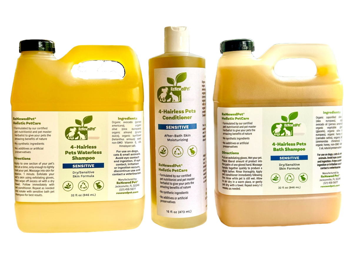 4-HAIRLESS PETS SENSITIVE SHAMPOO, WATERLESS & CONDITIONER KIT - EXTRA LARGE ($4.07/oz) - view 4