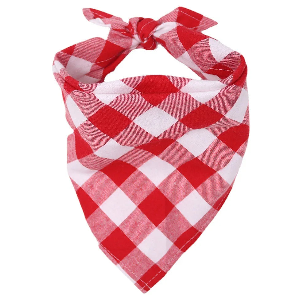 Dog Bandanas Large Pet Scarf Bandana Cotton Plaid Washable - image 7