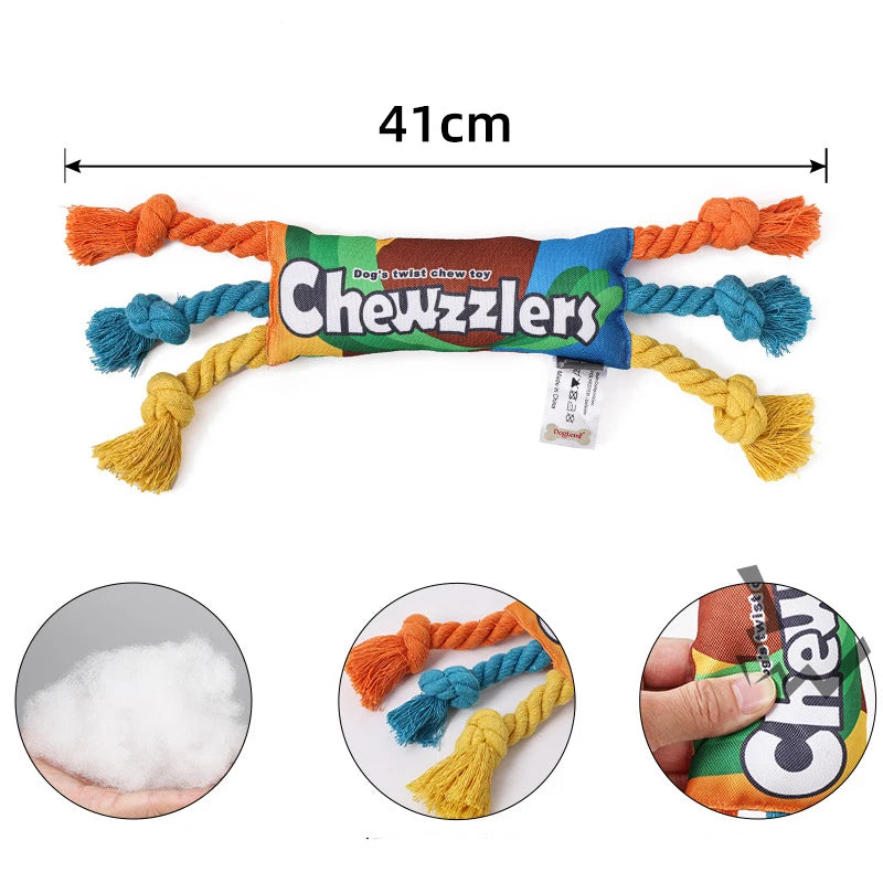 Puppy Dogs Toys Puppy colorful Cotton Chew Rope Knot Toy Durable Braided Dog Toys Dog Cleaning Teeth Braided Bone Rope - imag
