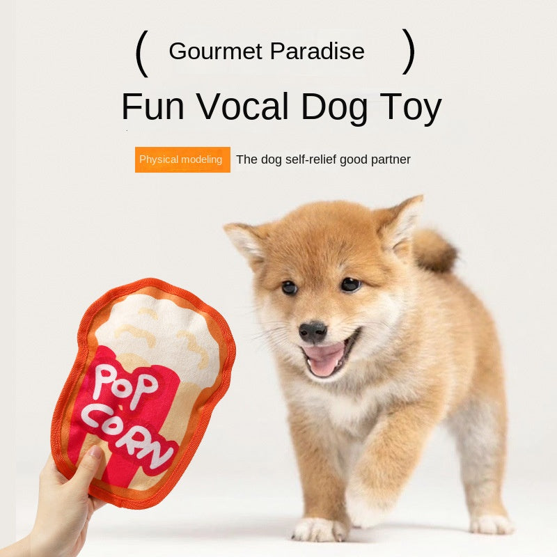 Durable Dog Toy for Chewing, Playing, and Teeth Cleaning - Fun Squeaky Anti-Boredom Design in Hamburger and French Fries Shap