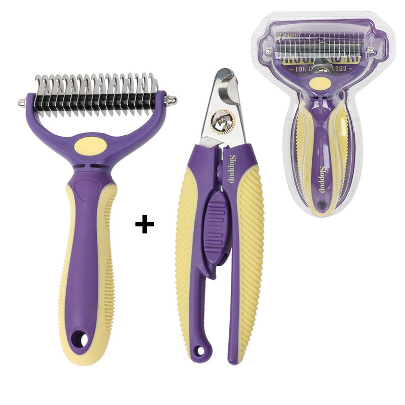 Pet Comb Dog Grooming Double-Sided Open Knot Comb Nail Clippers Nail Clippers Pet Hair Removal Row Comb Set