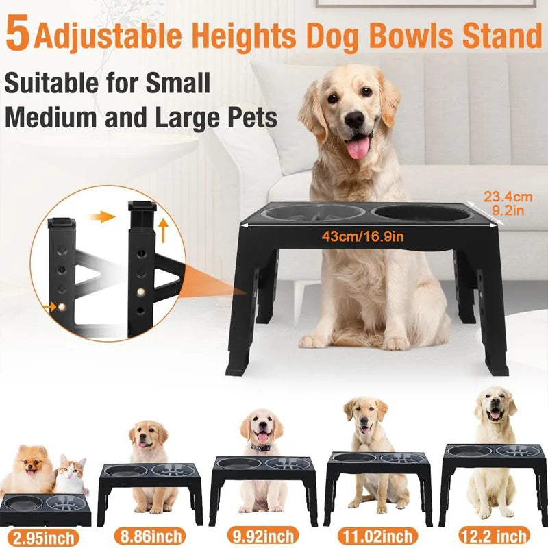 Elevated Dog Feeder with Adjustable Raised Stand, Slow Food Bowl, Water Feeders for Large and Medium Dogs - image 3