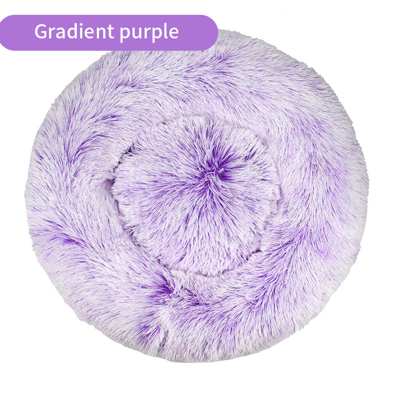 Dog Kennel Cat Kennel Plush Round Gradual Change Pet Kennel Dog Bed Winter Mat Gradual Change Pet Mattress Pet Supplies - ima