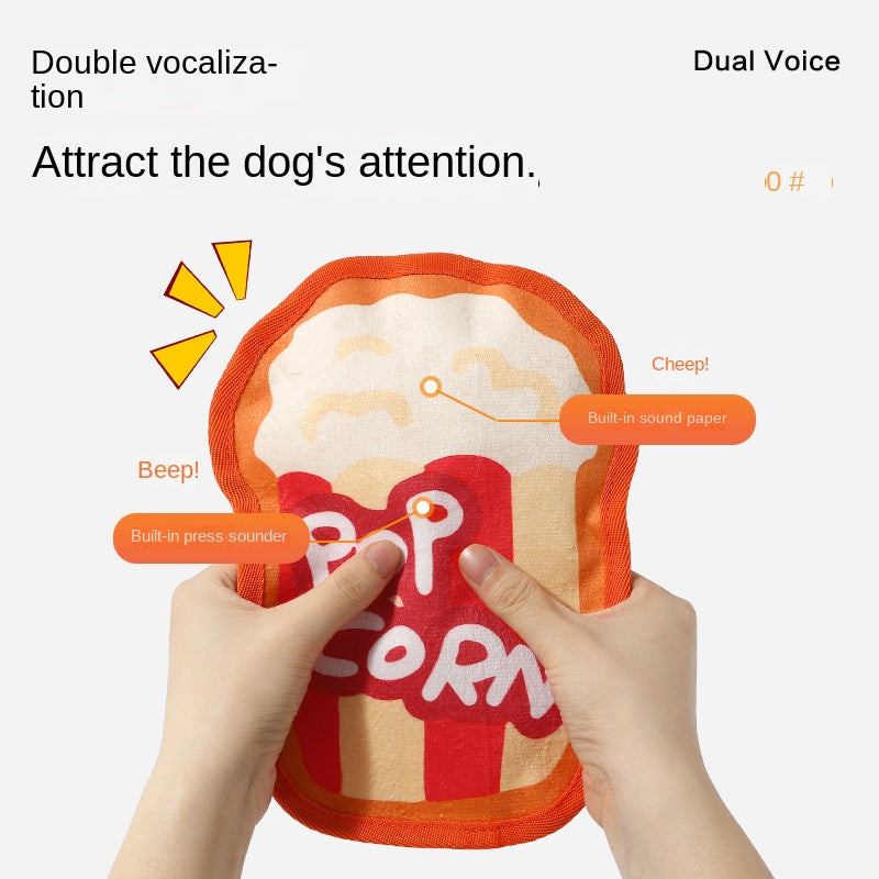 Durable Dog Toy for Chewing, Playing, and Teeth Cleaning - Fun Squeaky Anti-Boredom Design in Hamburger and French Fries Shap
