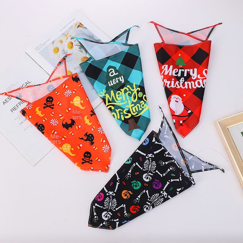 Pet Bandana for Dogs and Cats - Thanksgiving, Christmas, Halloween Pet Triangle Scarf Bib - image 2