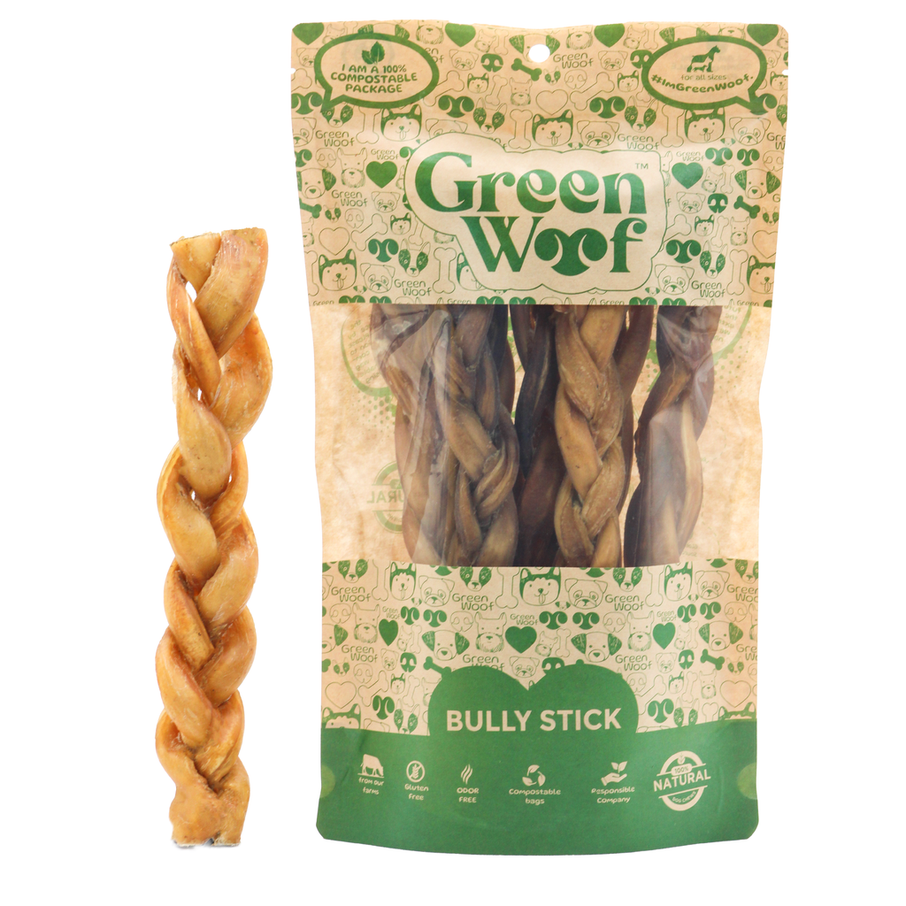 Braided Bully Sticks for Dogs, 9" – Natural Beef Chew (5 Pack) - image 3
