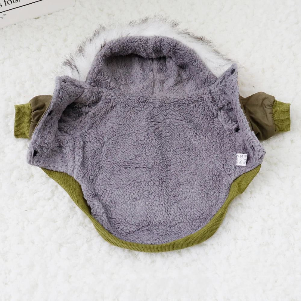 Winter Dog Clothes for Small Dogs Warm Dog Coat Jacket French Bulldog Clothes Hooded Coat Pet Puppy Cloting Fleece Padded Out