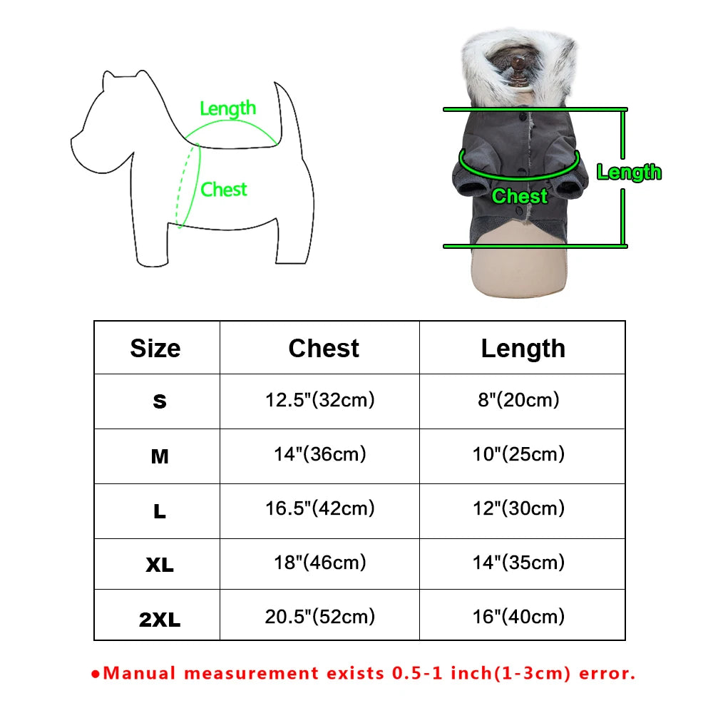 Winter Dog Clothes for Small Dogs Warm Dog Coat Jacket French Bulldog Clothes Hooded Coat Pet Puppy Cloting Fleece Padded Out