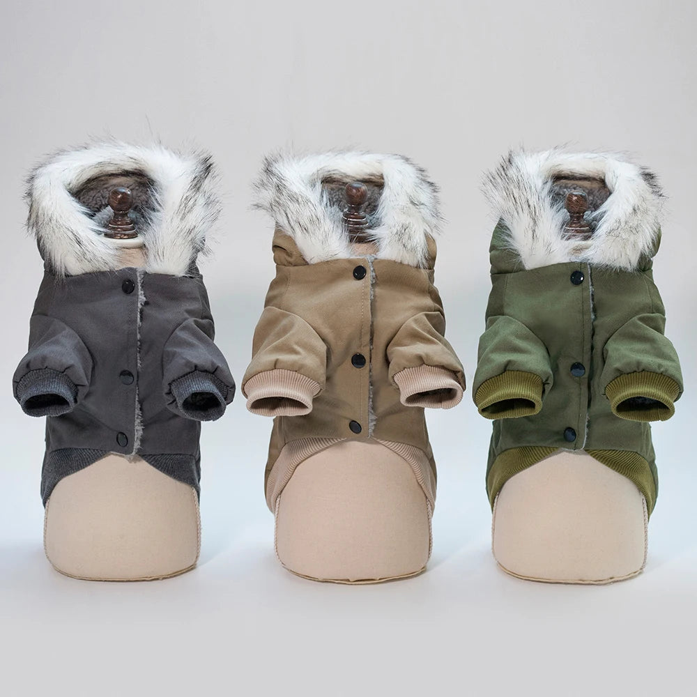 Winter Dog Clothes for Small Dogs Warm Dog Coat Jacket French Bulldog Clothes Hooded Coat Pet Puppy Cloting Fleece Padded Out