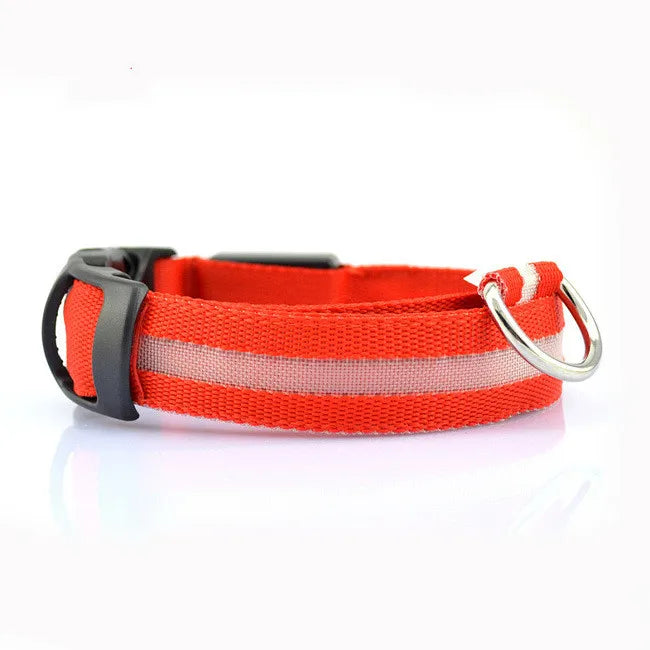 Nylon LED Pet Dog Collar,Night Safety Flashing Glow In The Dark Dog Leash,Dogs Luminous Fluorescent Collars Pet Supplies 4.7 