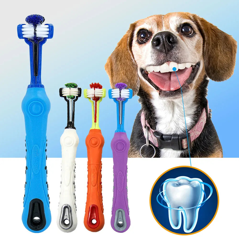 Three-Sided Dog & Cat Toothbrush — Removes Plaque, Tartar & Bad Breath