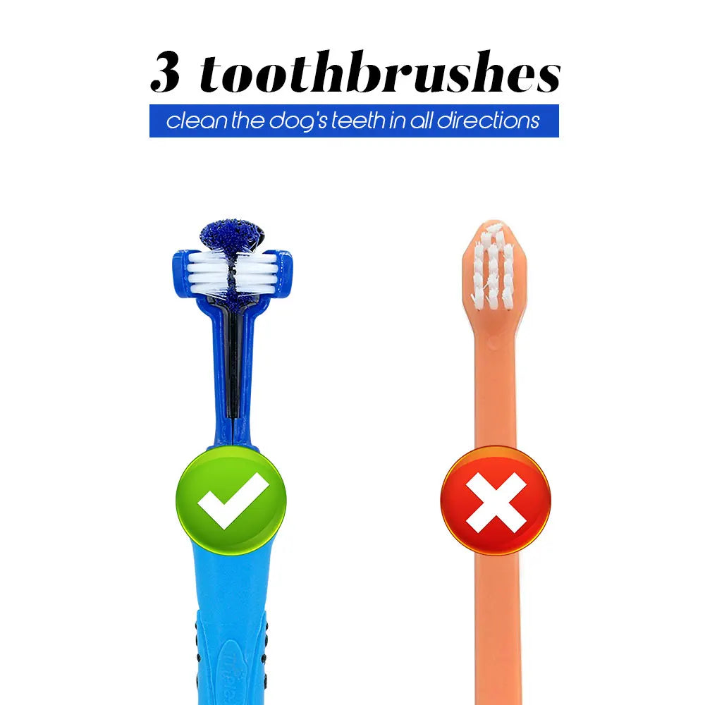 Three-Sided Dog & Cat Toothbrush — Removes Plaque, Tartar & Bad Breath - image 3