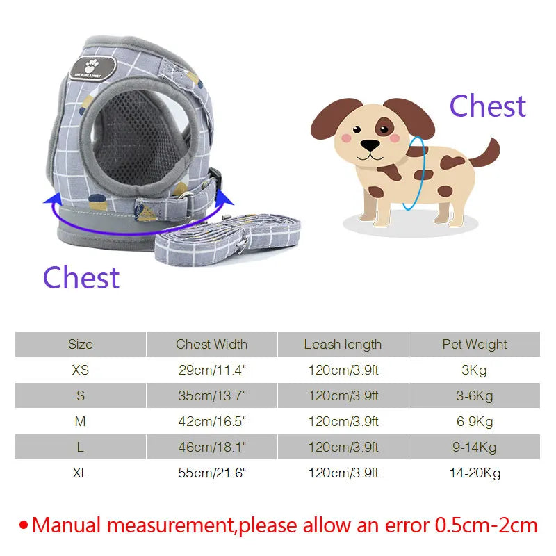 Reflective Dog Harness And Leash Set Nylon Mesh Kitten Puppy Dogs Vest Harness Leads Pet Clothes For Small Dogs - image 4