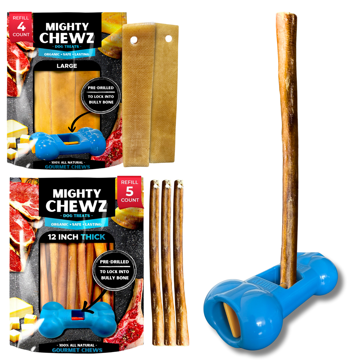 Large Yak Cheese, Bully Stick, and Bully Bone Pro Combo Pack - image 5