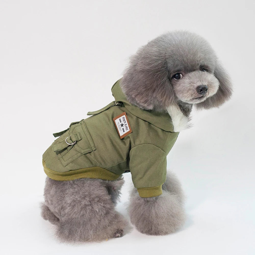Winter Dog Clothes for Small Dogs Warm Dog Coat Jacket French Bulldog Clothes Hooded Coat Pet Puppy Cloting Fleece Padded Out