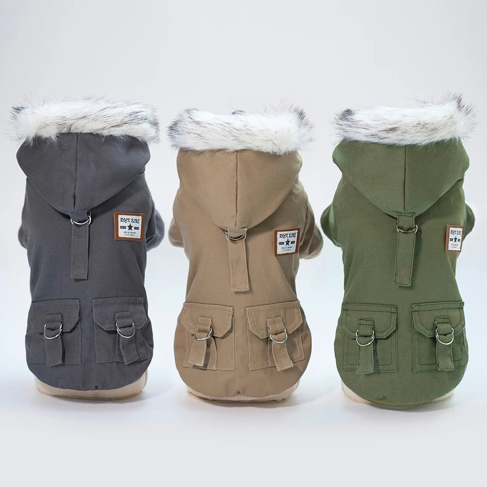 Winter Dog Clothes for Small Dogs Warm Dog Coat Jacket French Bulldog Clothes Hooded Coat Pet Puppy Cloting Fleece Padded Out