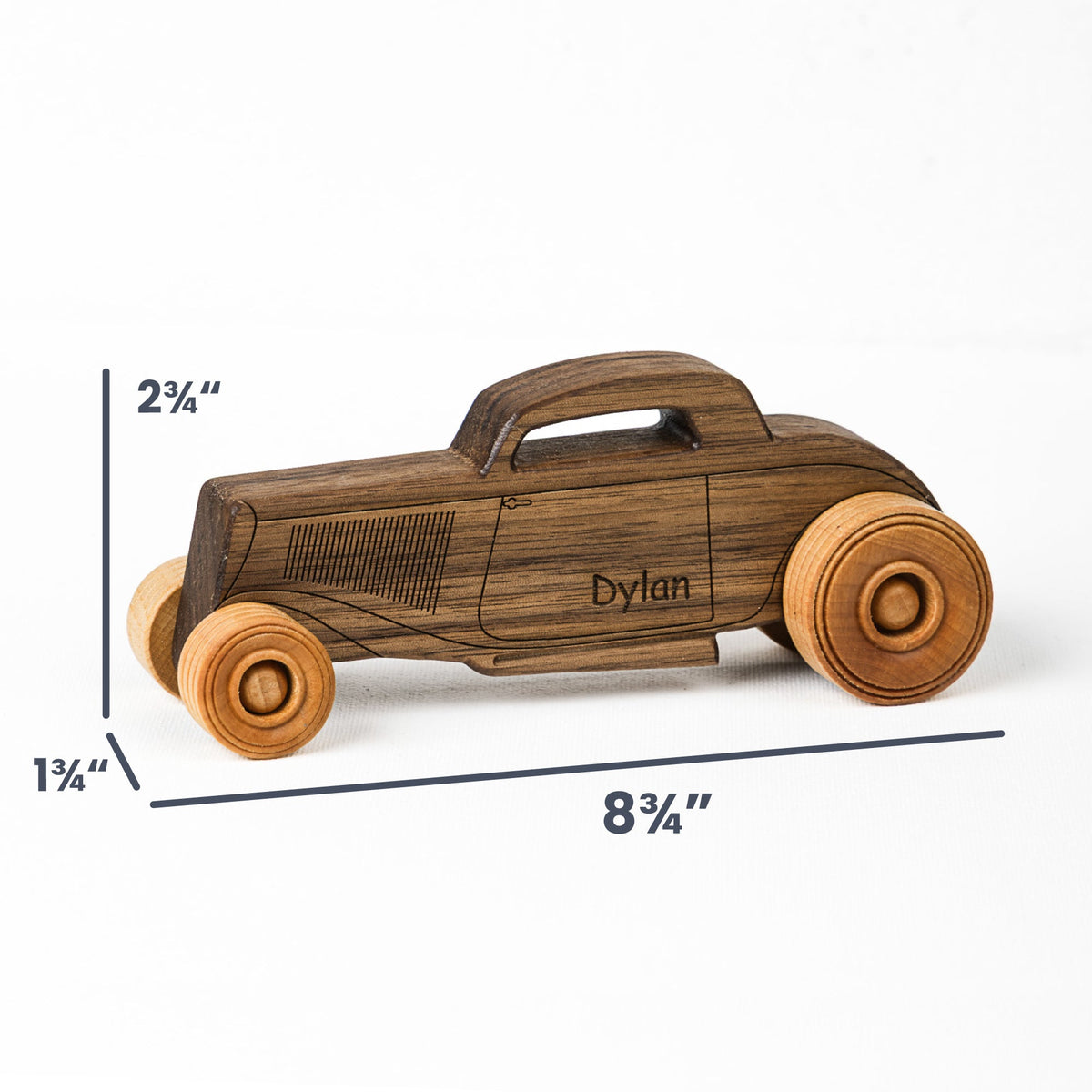 Classic Hot Rod 8.75" Long - Solid Walnut Wood - Etched Details - view 4