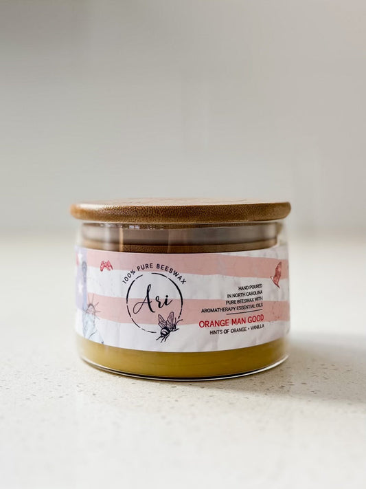 Orange man Beeswax Candle |8 oz