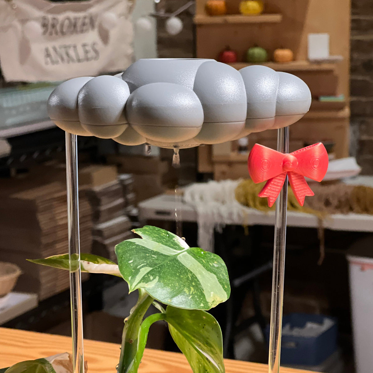 Stormy Dripping Rain Cloud with Bow Charm - view 3