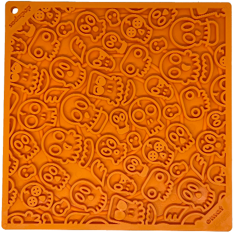 Zombie eMat - Enrichment Lick Mat for Dogs and Cats - Zombie E-Mat - Orange