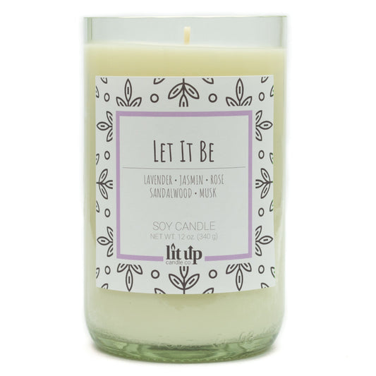 Let It Be 12 oz. soy candle in upcycled wine bottle - Candle Only