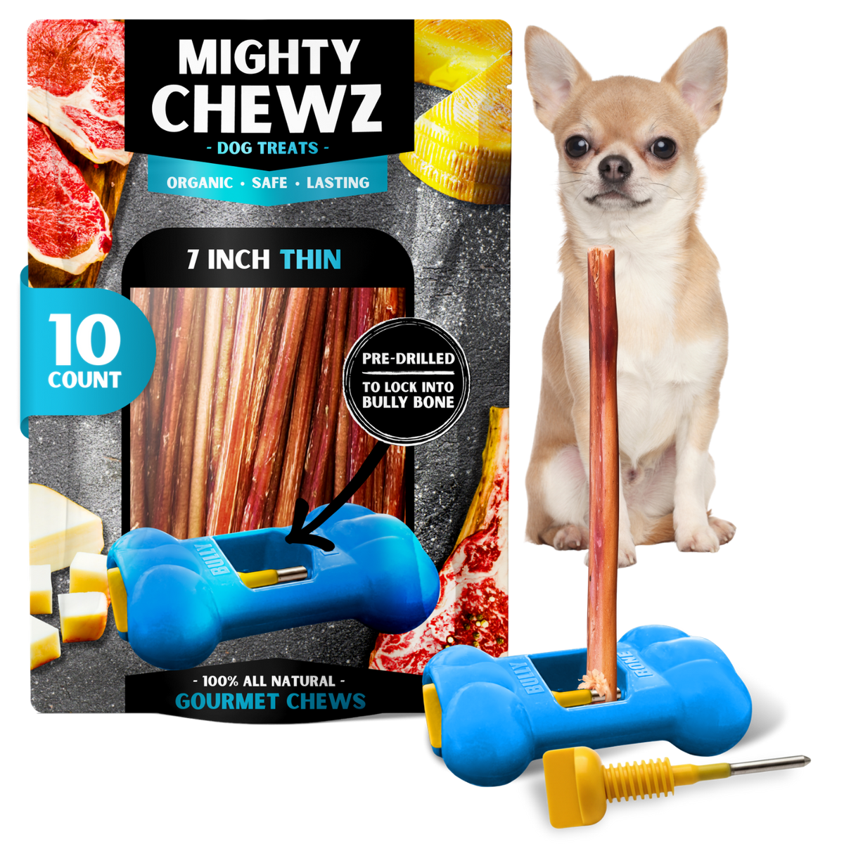 7" Thin Bully Sticks - Bully Bone Included - image 7