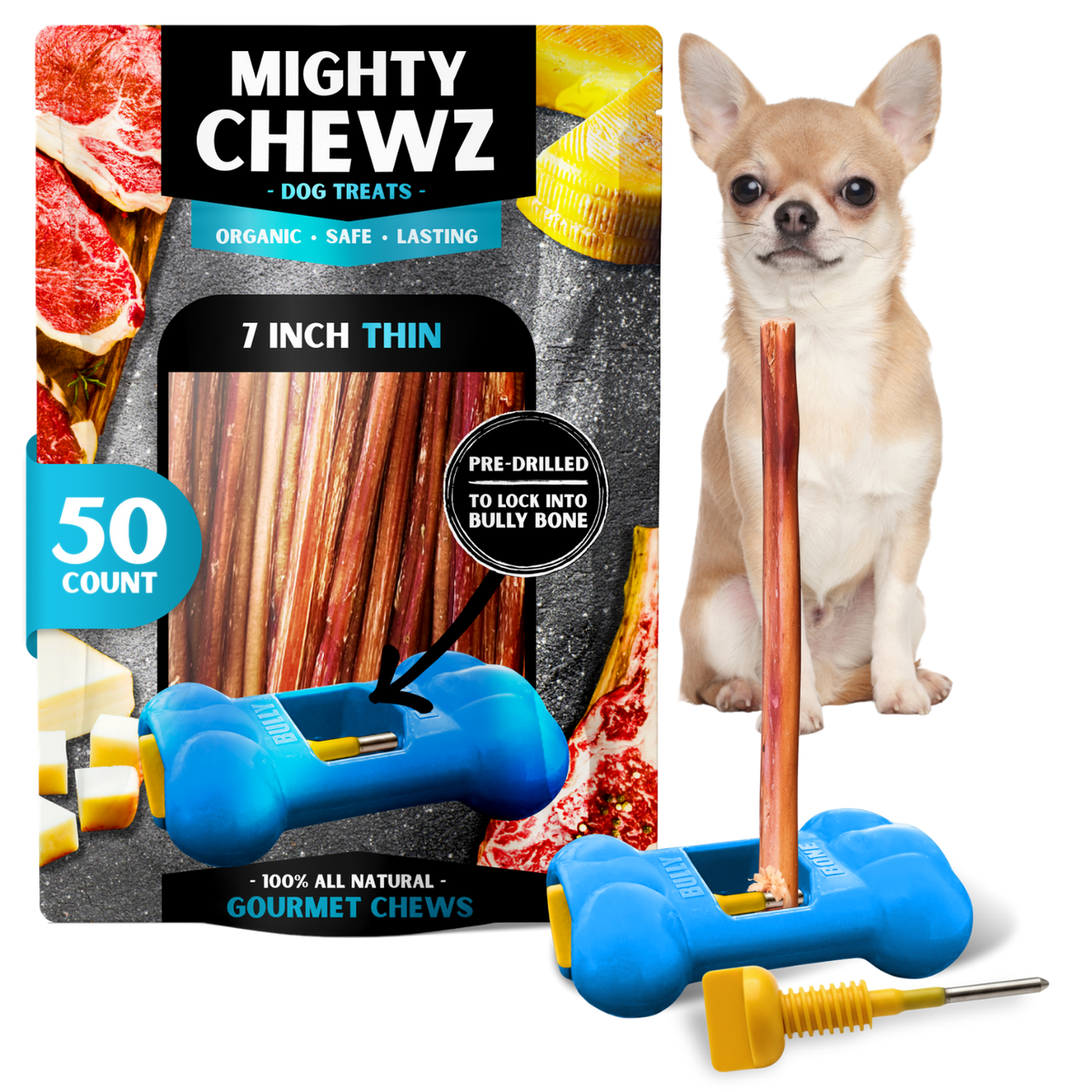 7" Thin Bully Sticks - Bully Bone Included - image 5
